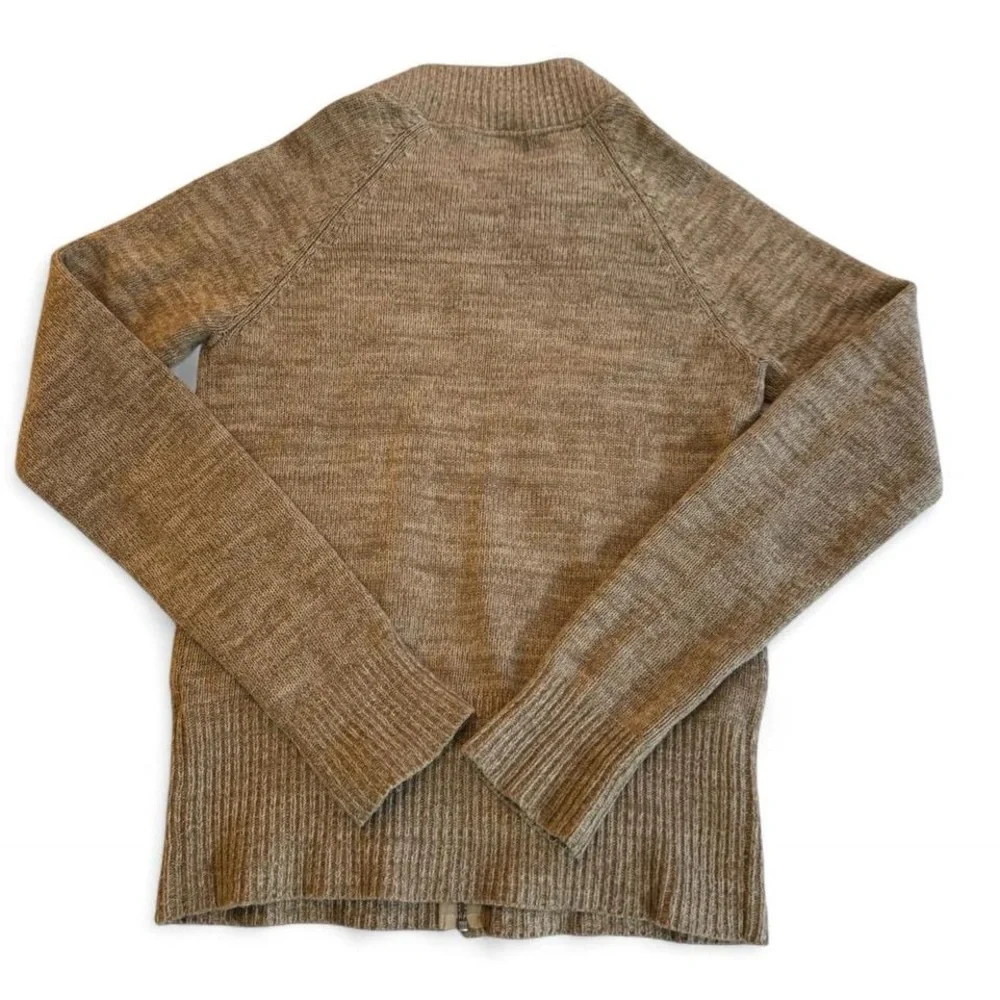 Nom De Guerre Zip Cardigan Wool Blend Sweater Beige Single Pocket Archive
